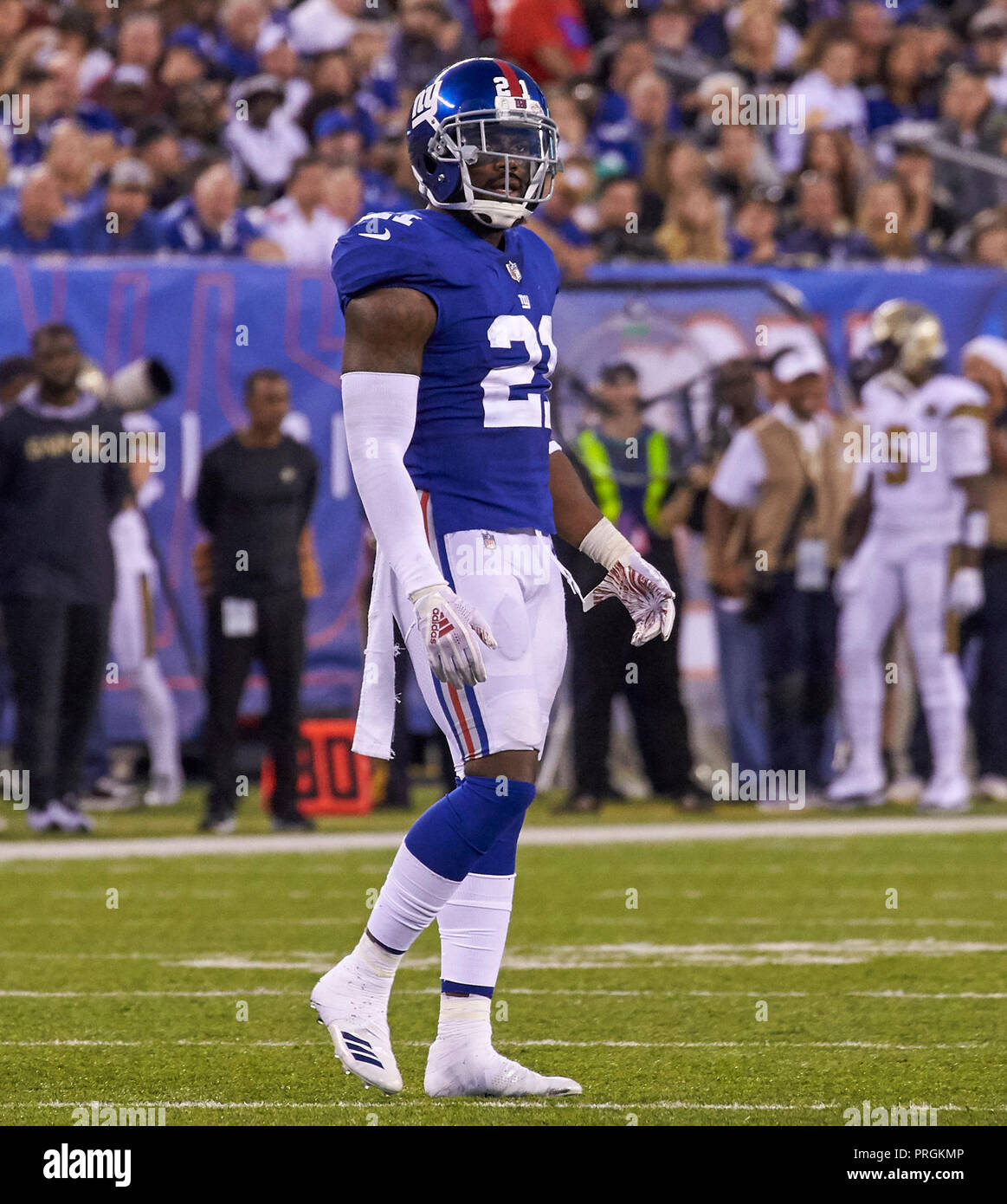 October 2, 2018 - East Rutherford, New Jersey, U.S. - New York Giants  defensive back Landon Collins (21) in the second half during a NFL game  between the New Orlean Saints and