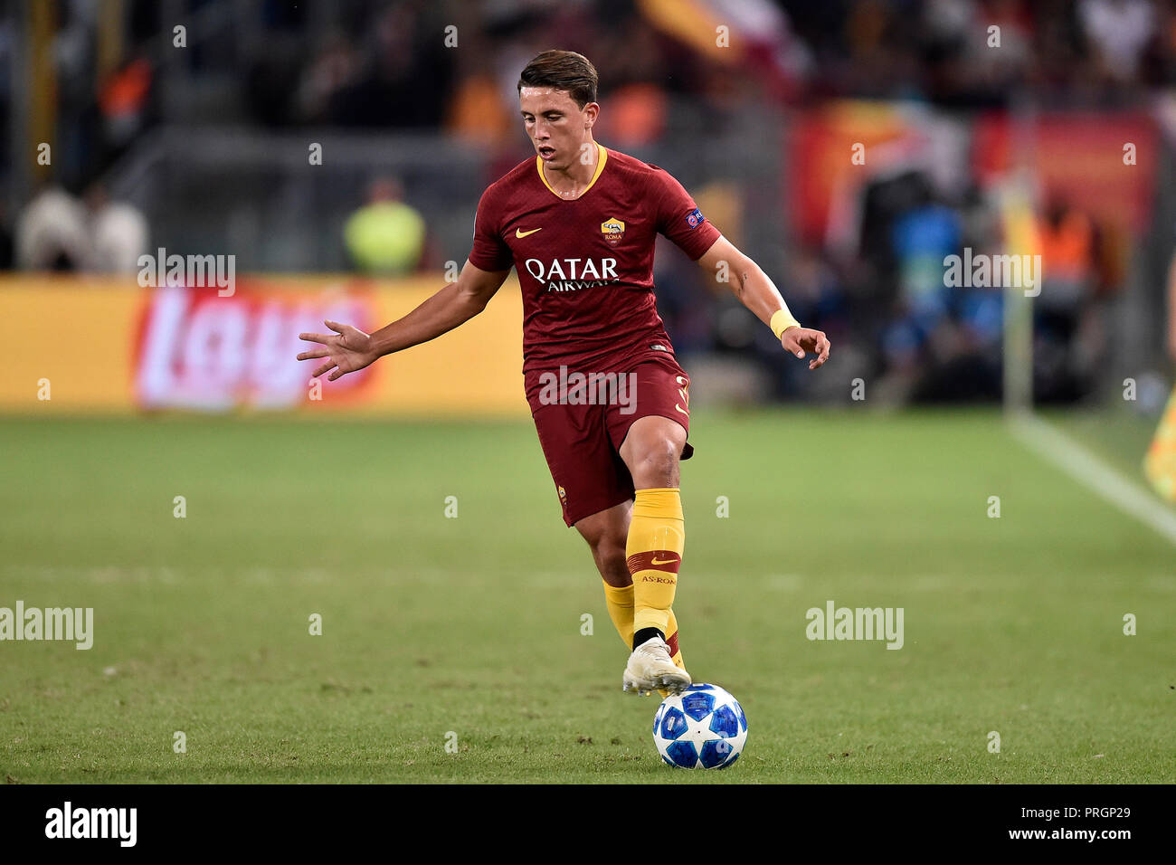 Luca Pellegrini of AS Roma during the UEFA Champions League group stage  match between Roma and FC Viktoria Plzen at Stadio Olimpico, Rome, Italy on  2 October 2018. Photo by Giuseppe Maffia.