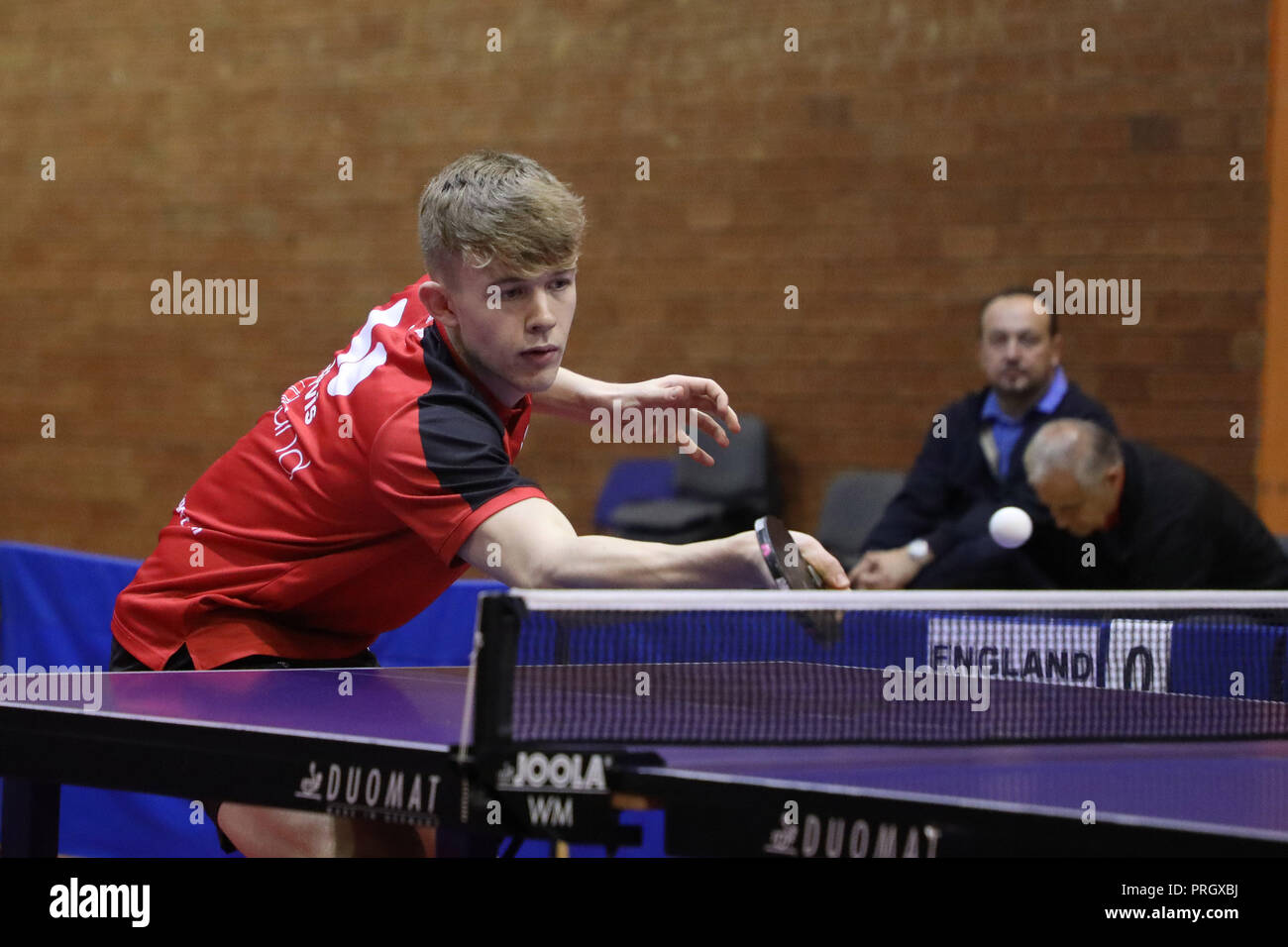 Sarajevo, BiH. 2nd Oct, 2018. Tom Jarvis of England competes during a table  tennis qualification match Stage 1 Men Group B for the ITTF European Teams Championships  2019 between Bosnia and Herzegovina (