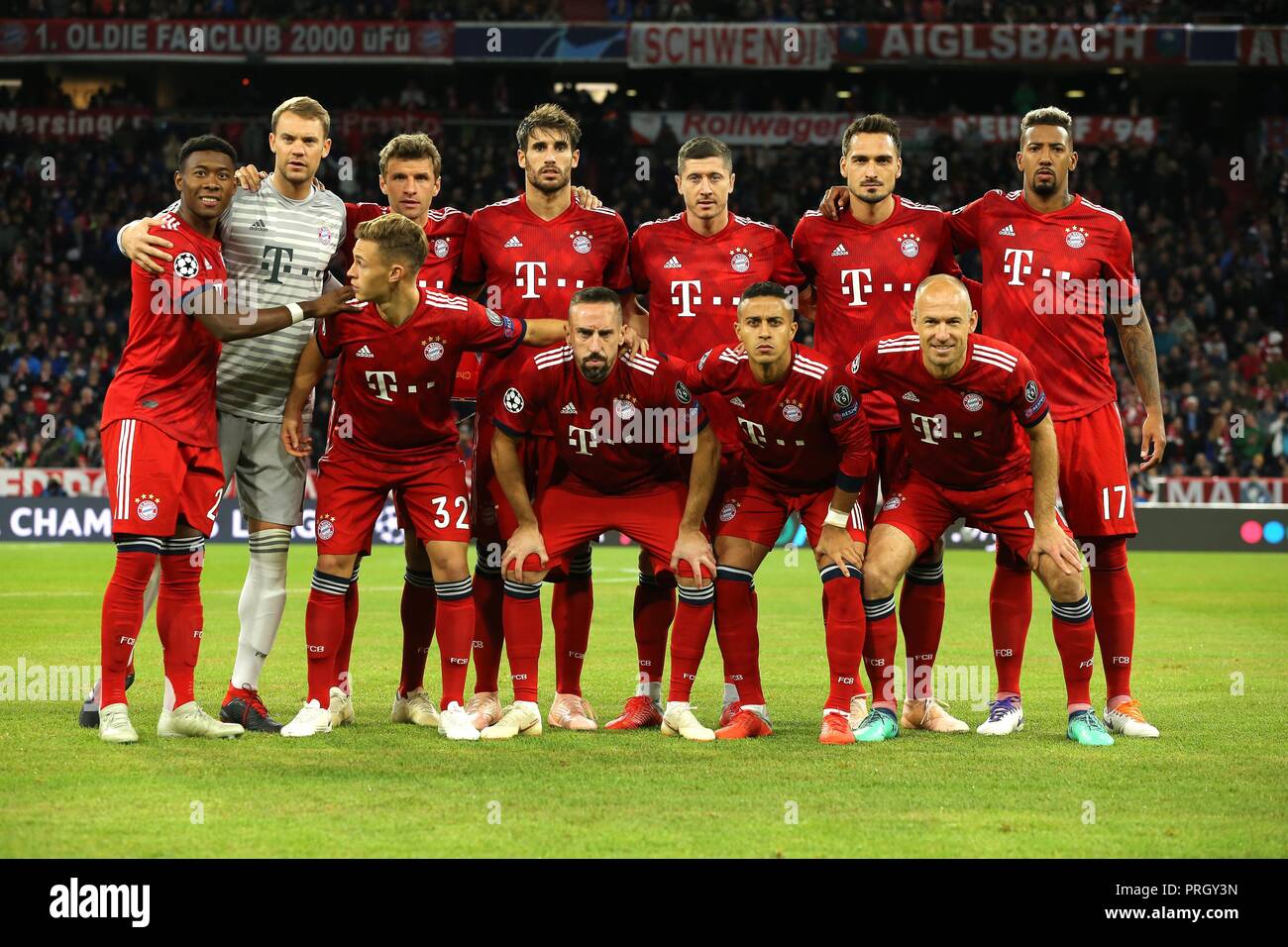 Munich, Deutschland. 02nd Oct, 2018. firo: 02.10.2018 Football, Football: Uefa  Champions League, CL Season 2018/2019 Group stage, First leg FC Bayern  Munich - Ajax Amsterdam, Team photo, FC Bayern, Munich, Muenchen,