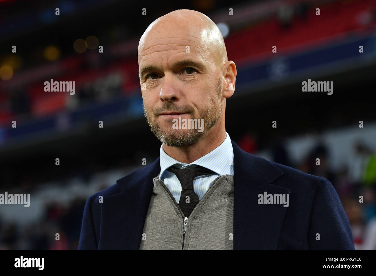 Munich, Deutschland. 02nd Oct, 2018. coach Erik TEN HAG (Ajax), single  image, single cut motif, portrait,