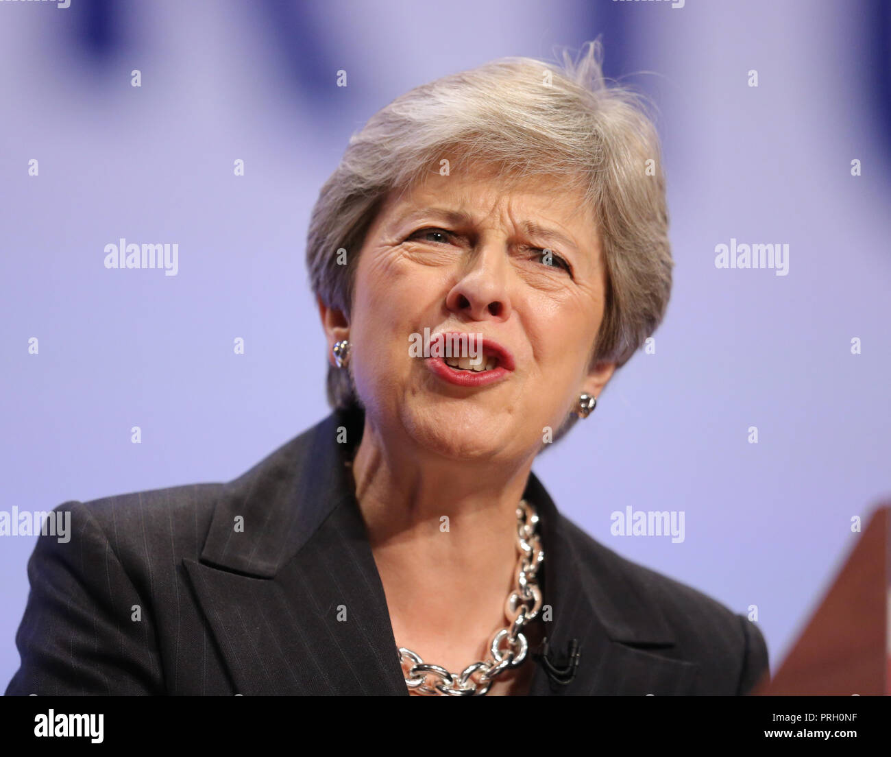 Birmingham, UK. 3rd Oct 2018. Theresa May Mp Prime Minister & Conservative Party Leader Conservative Party Conference 2018 The Icc, Birmingham, England 03 October 2018 Addresses The Conservative Party Conference 2018 At The Icc, Birmingham, England Credit: Allstar Picture Library/Alamy Live News Stock Photo