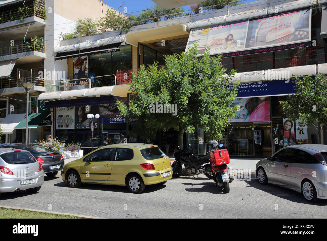 Glyfada Athens Greece Cars Parked Outside Shops Stock Photo - Alamy
