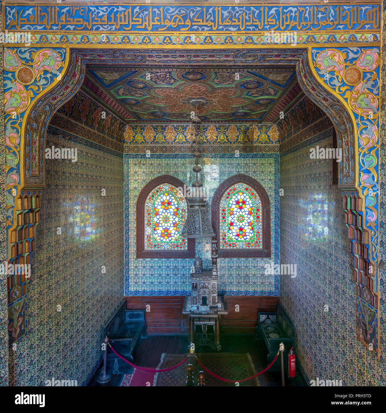 Wooden Staircase Turkish Ceramic Tiles Wall Ornate Ceiling