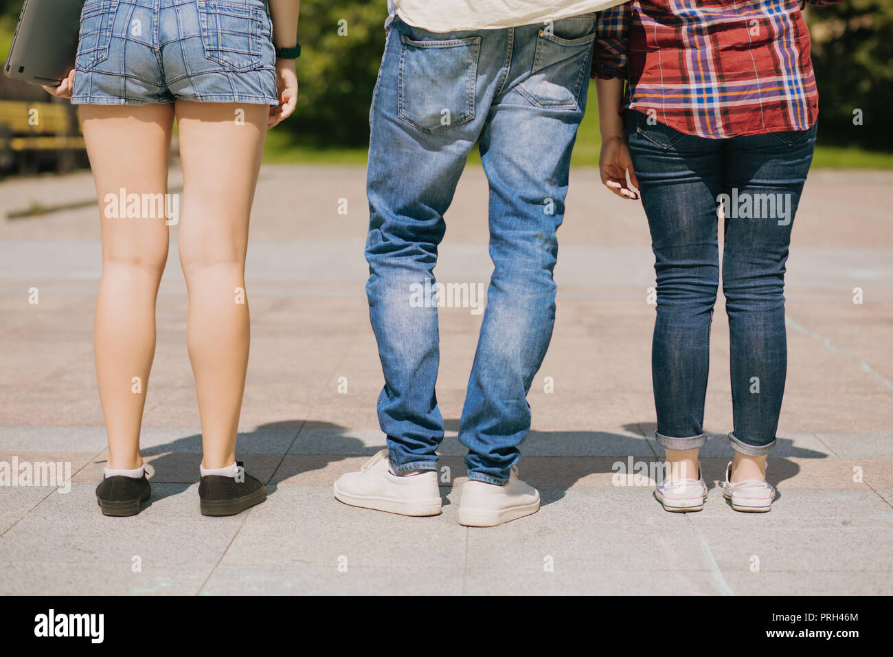 Close up of students' legs Stock Photo