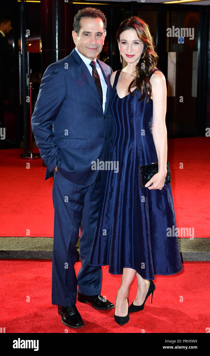 Tony Shalhoub (left) and Marin Hinkle attending the world premiere of The Romanoffs at The Curzon Mayfair in London. Stock Photo