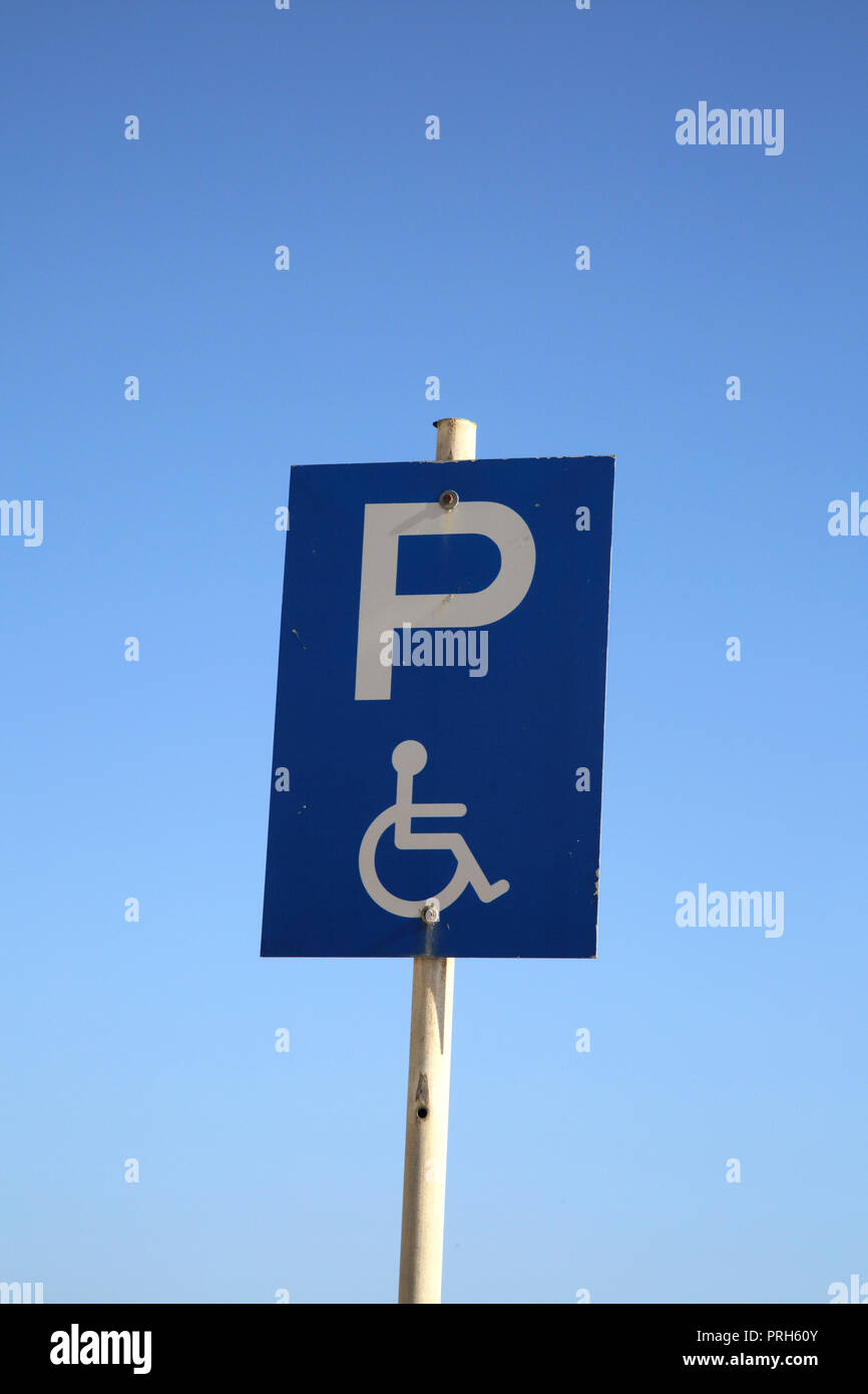 Kea Island Greece Port Korissia Disabled Parking Bay Sign Stock Photo