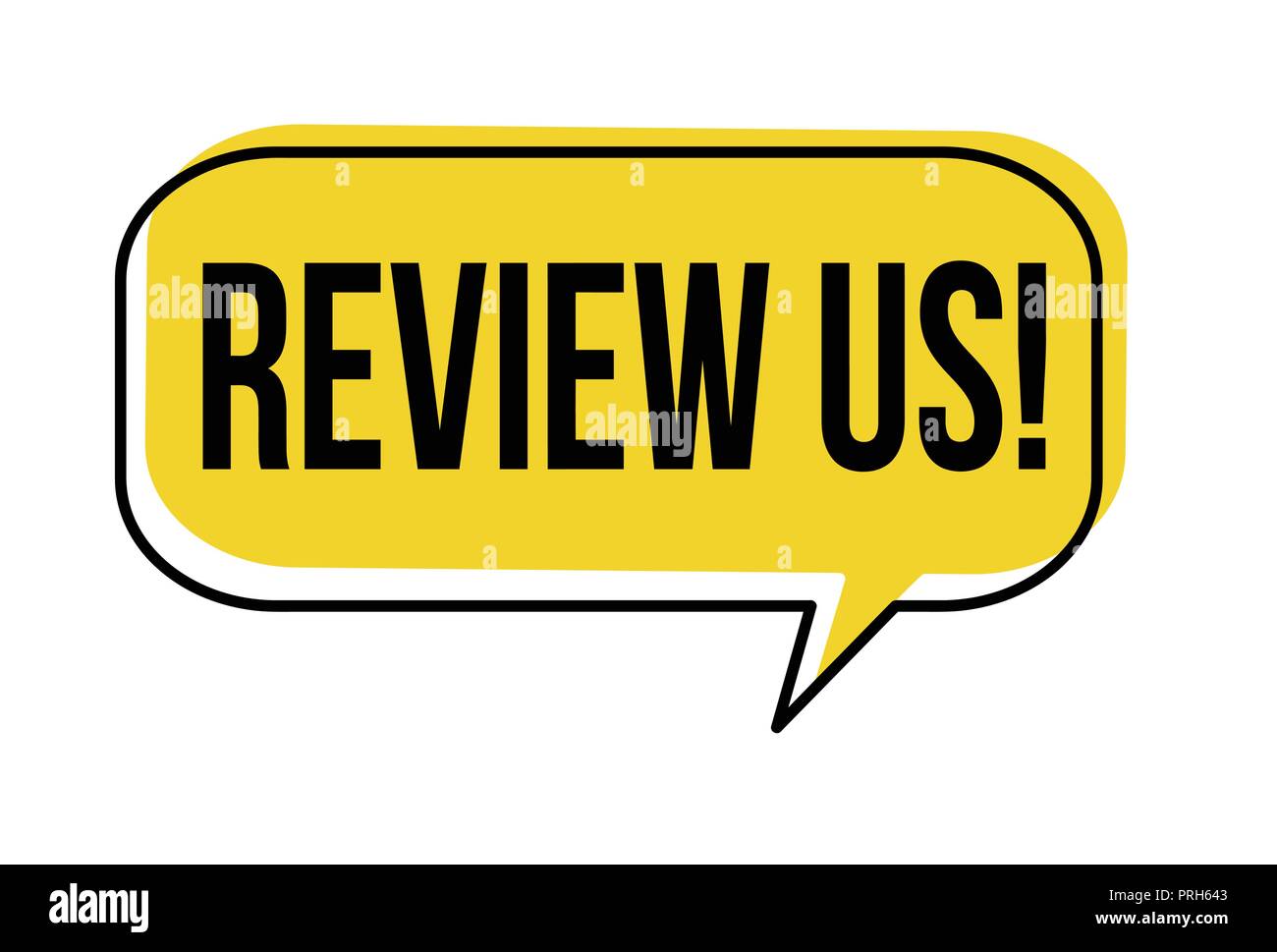 Review us speech bubble on white background, vector illustration Stock Vector