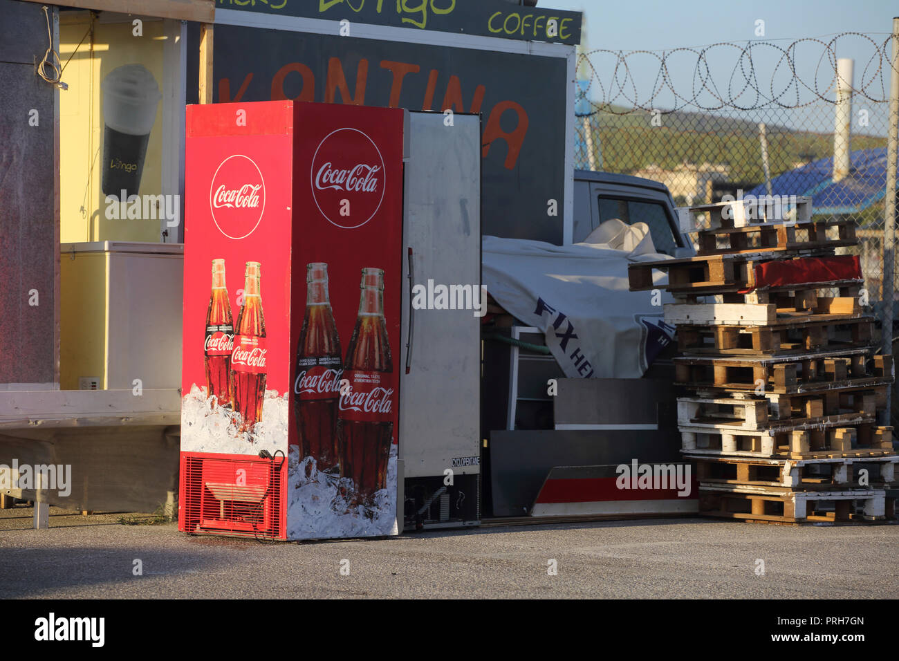 Lavrio Port Attica Greece Coca Cola Vending Machine Stock Photo Alamy