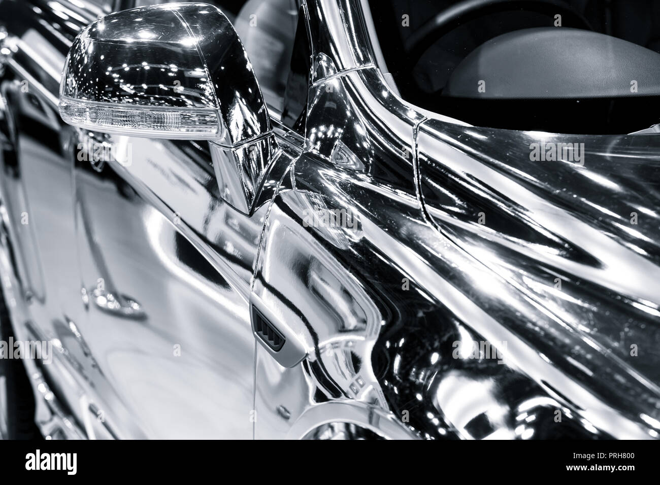Chromium chrome reflection mirror surface car shine Stock Photo