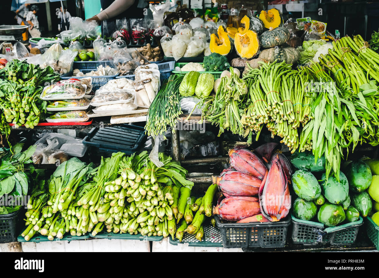 vegetable stall shop in Thailand morning market Stock Photo - Alamy