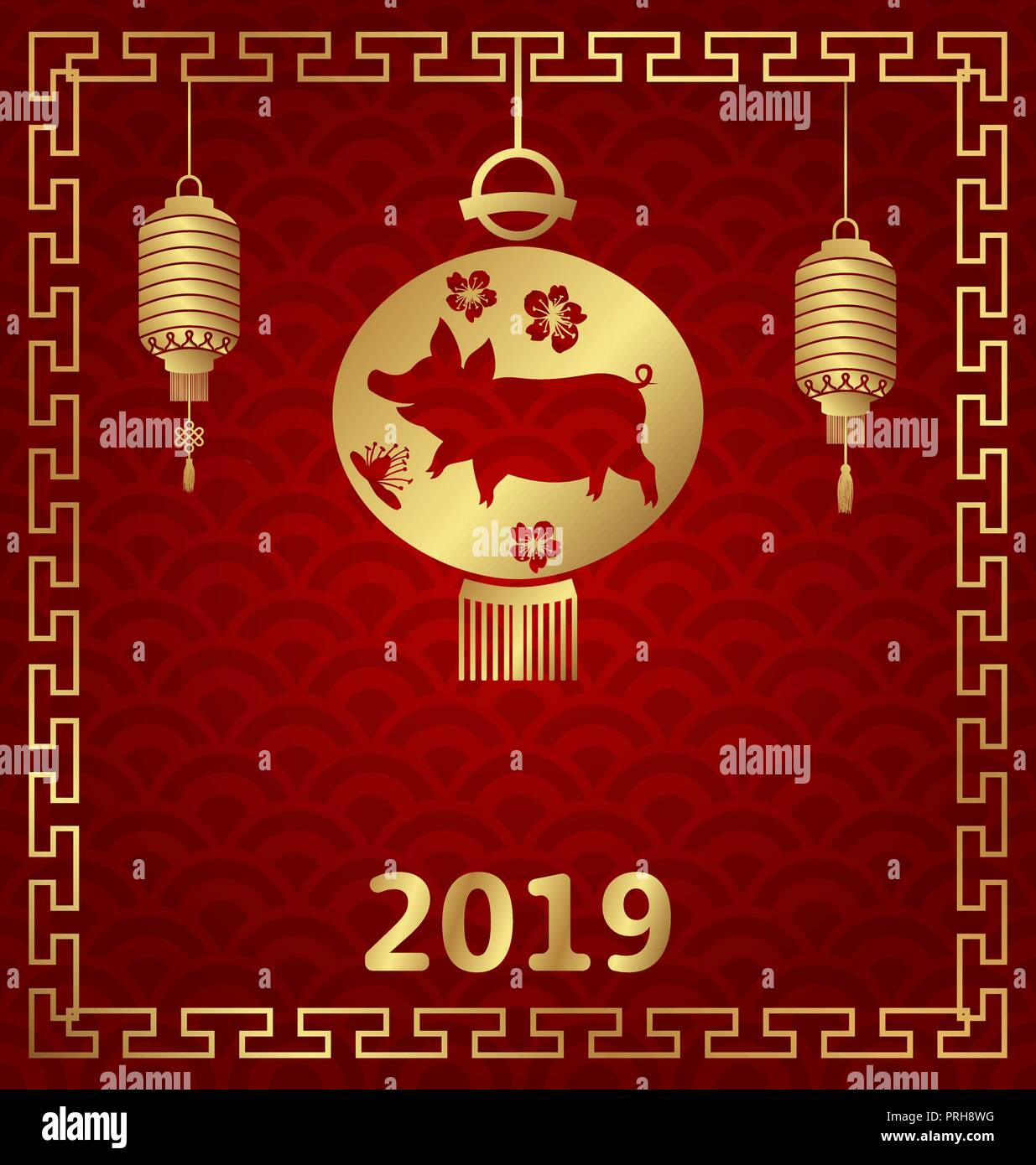 Chinese Background for Happy New Year 2019 Zodiac with Pig Sign Stock Vector Art ...1235 x 1390