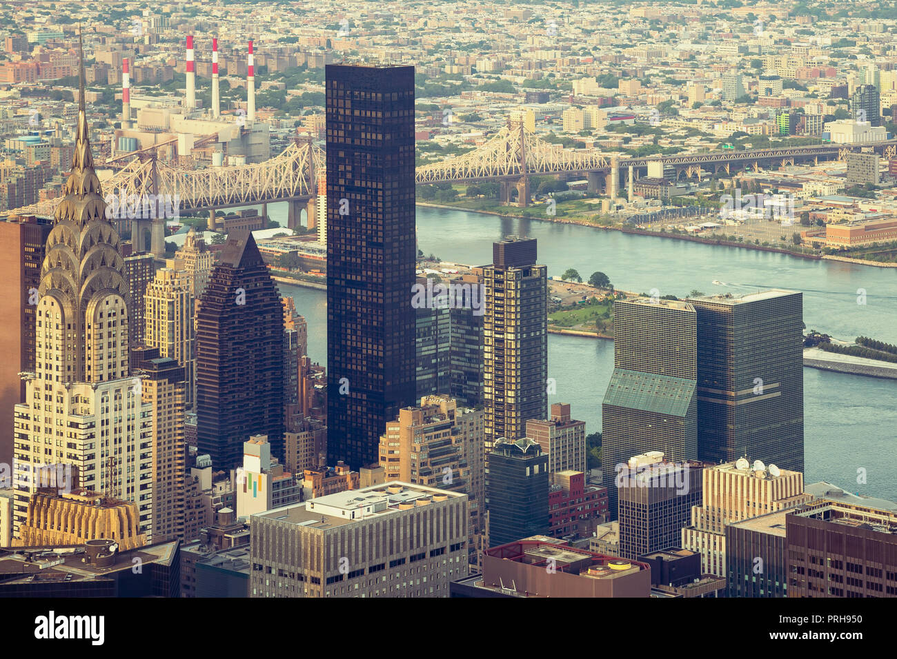New York City skyscrapers street aerial view Stock Photo