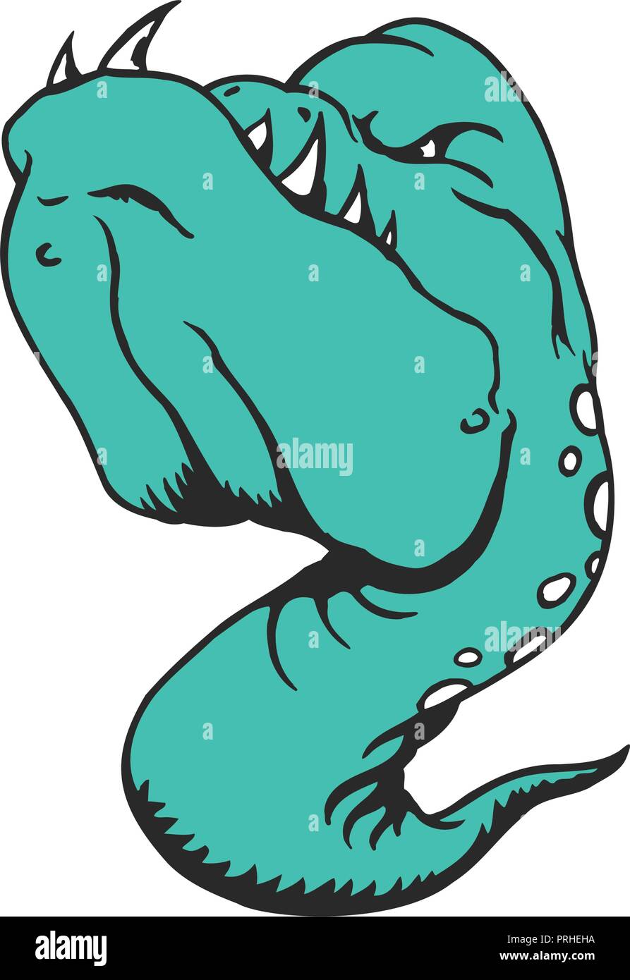 Sea Monster cartoon character. Animal cartoon character Vector Illustration. Stock Vector