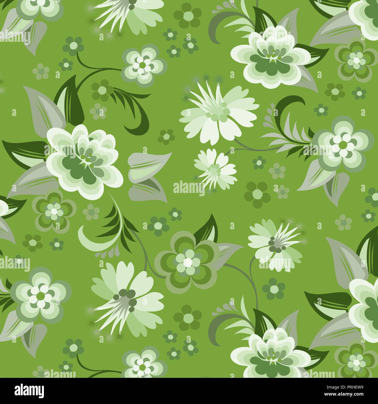 Seamless green floral wallpaper Stock Vector