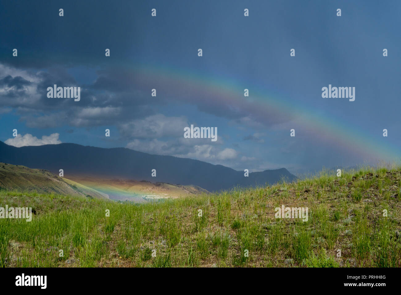 Rainbow in Northern Yellowstone Stock Photo