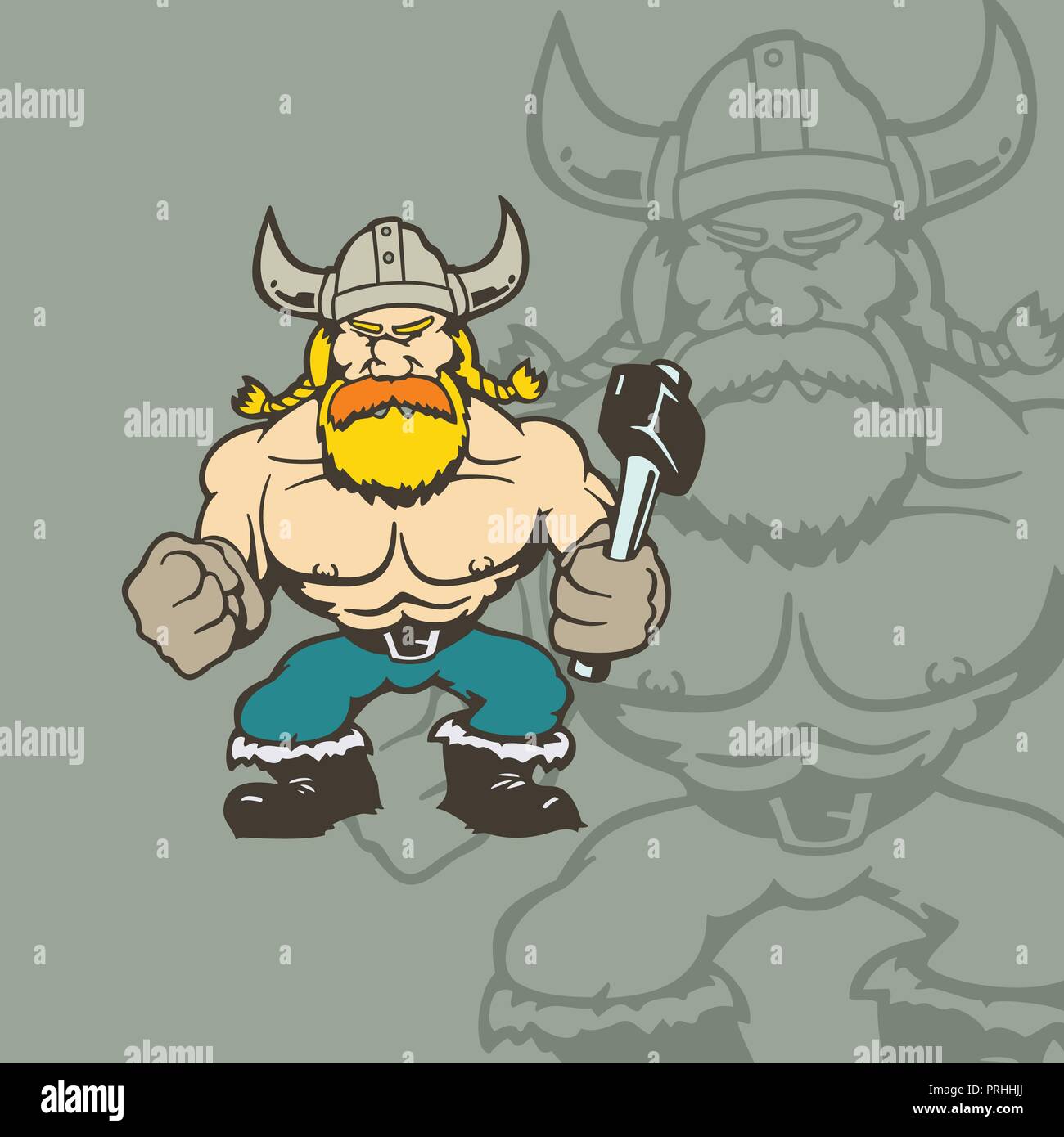 viking cartoon character. Vector Illustration. Stock Vector