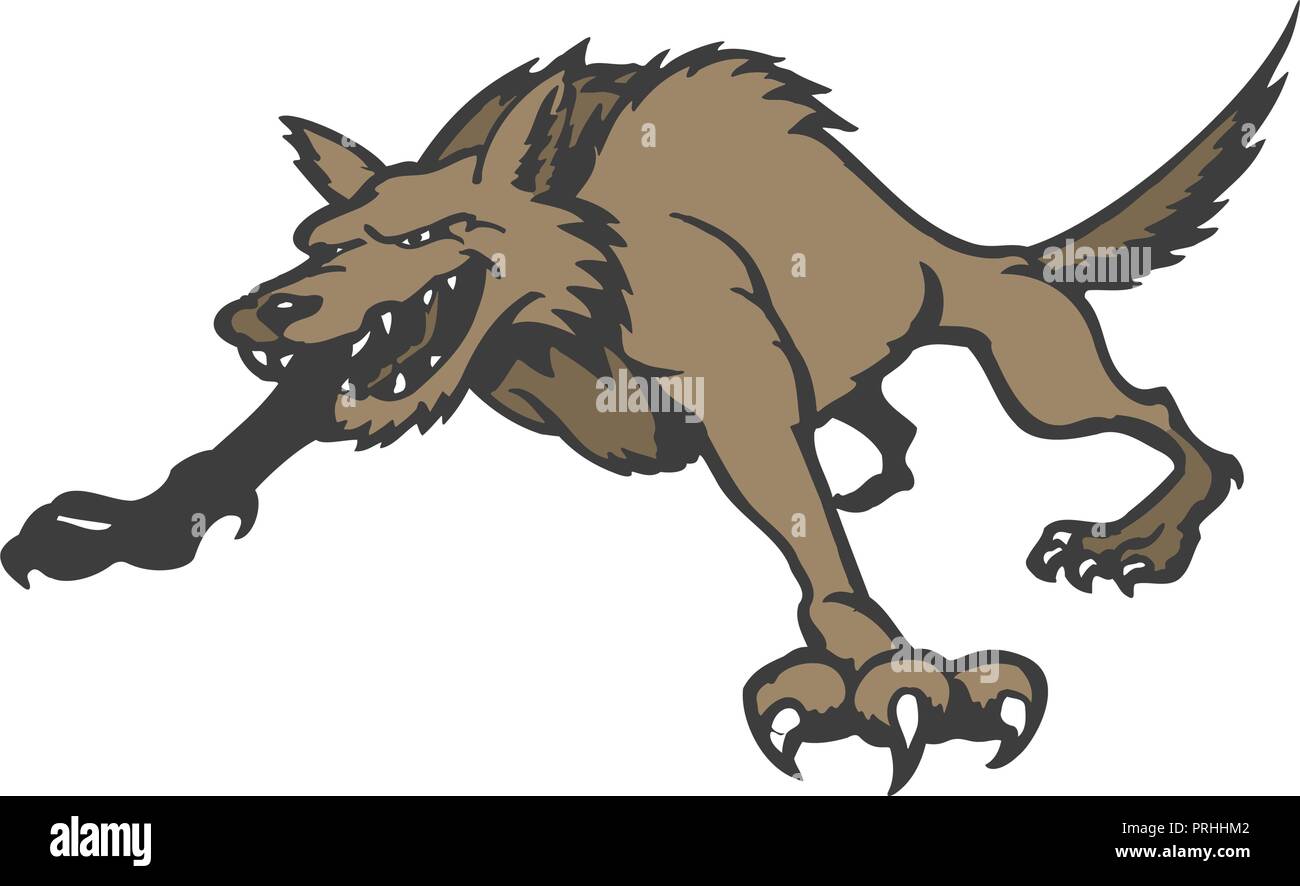 wolves cartoon. Animal cartoon character Vector Illustration. Stock Vector