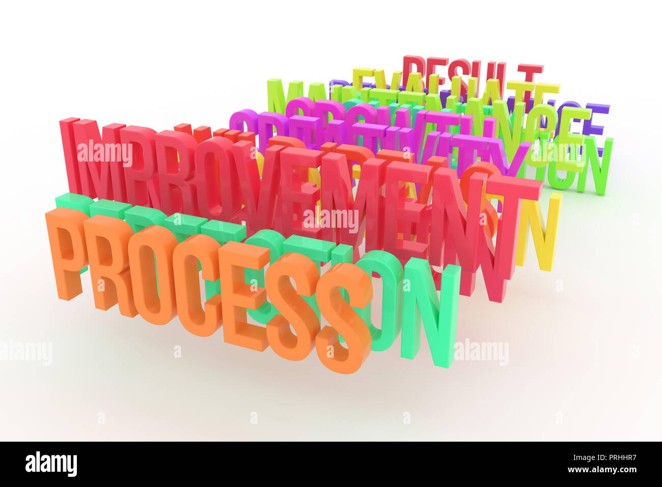 Process & improvement, business conceptual colorful 3D words ...