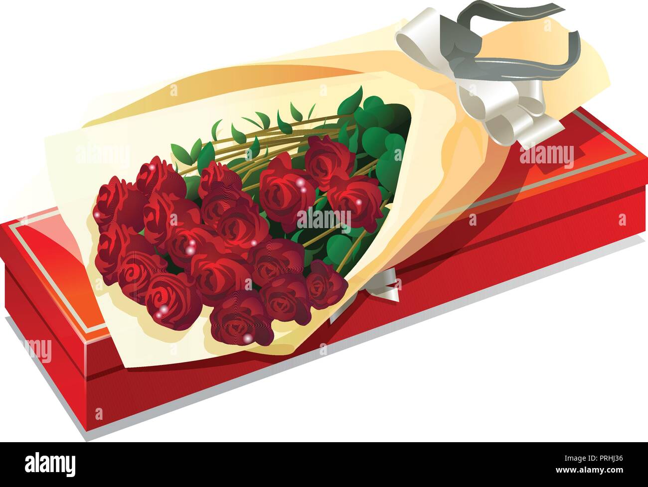 flowers and box illustrations. realistic vector Illustration Stock Vector