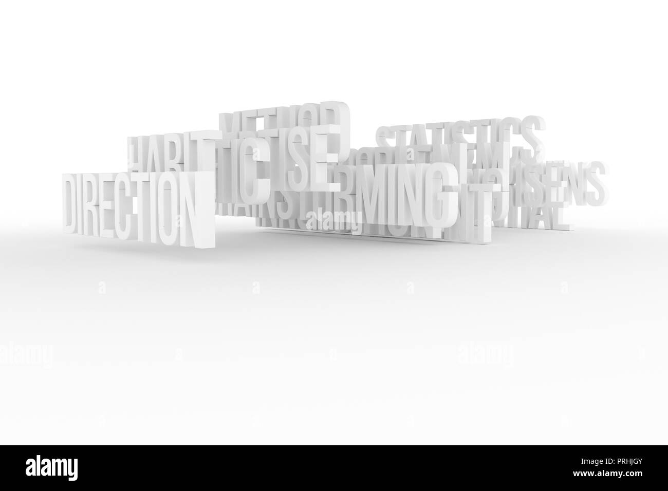 Direction, business conceptual gray or black & white B&W 3D words ...