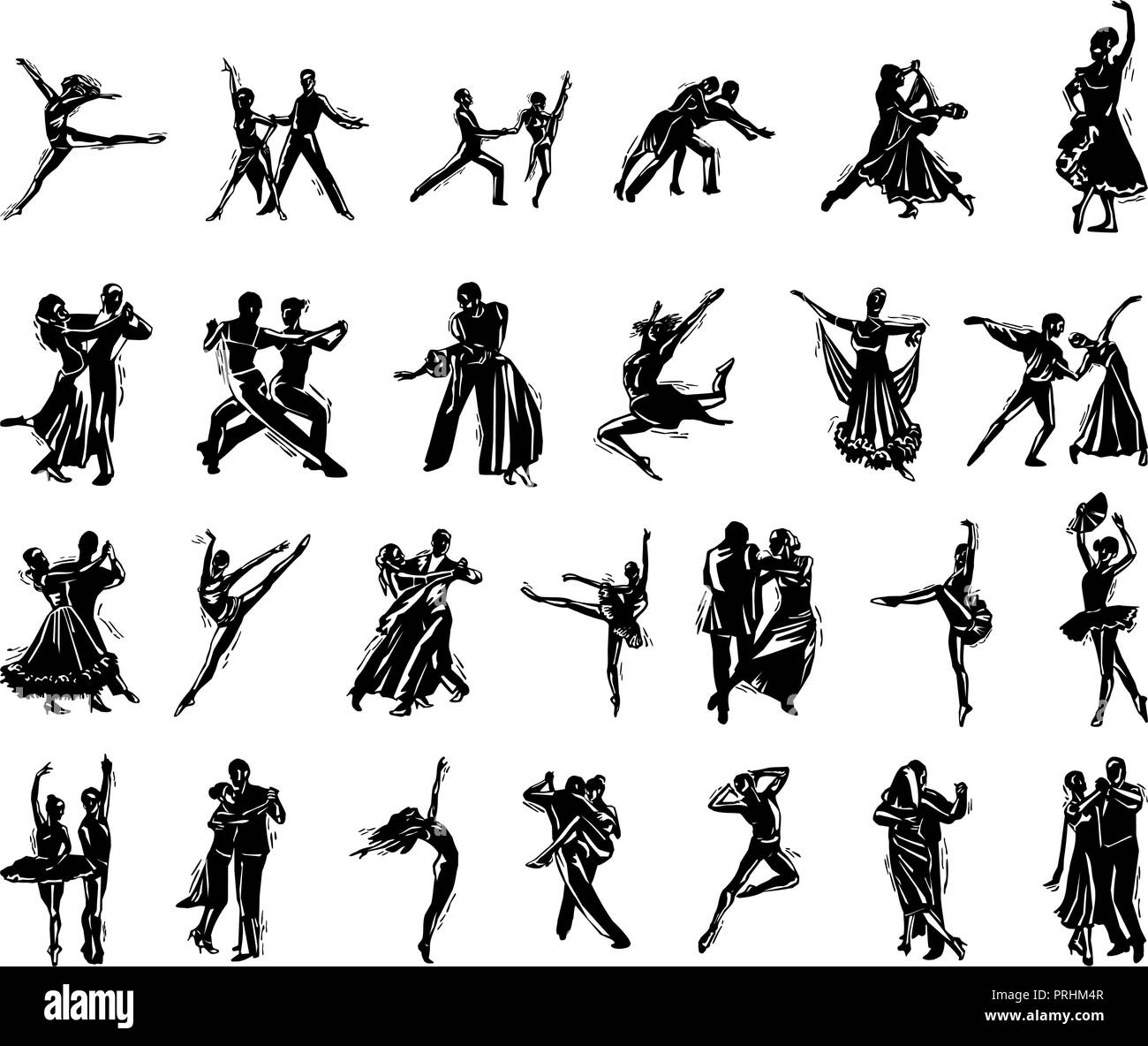 dancer people silhouette collection. Vector Illustration. Stock Vector