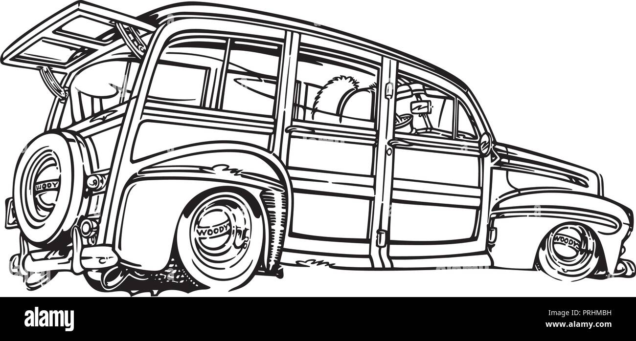 classic retro hot-rod cars, isolated on background. cartoon Vector Illustration design Stock Vector