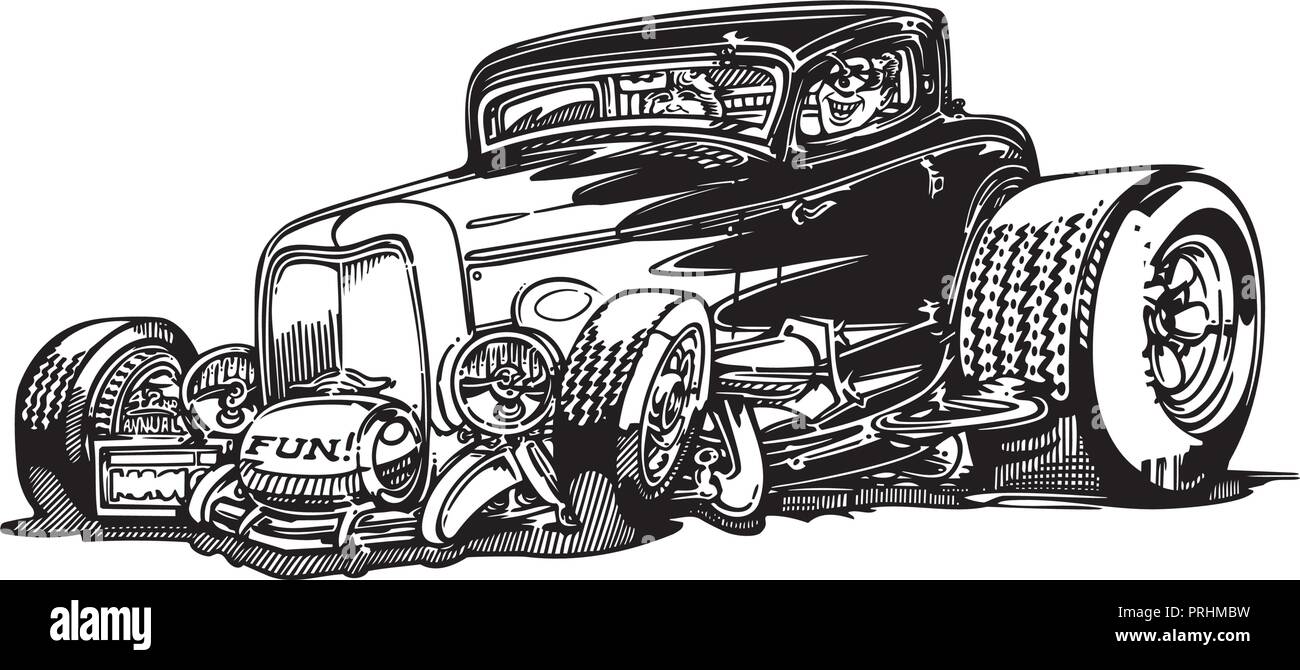 classic retro hot-rod cars, isolated on background. cartoon Vector Illustration design Stock Vector