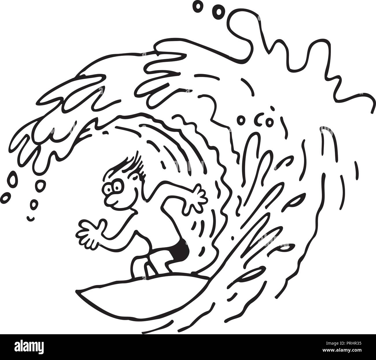 pic Surfer Guy Drawing https www alamy com surfing man outlined cartoon handrawn sketch illustration vector image221052809 html