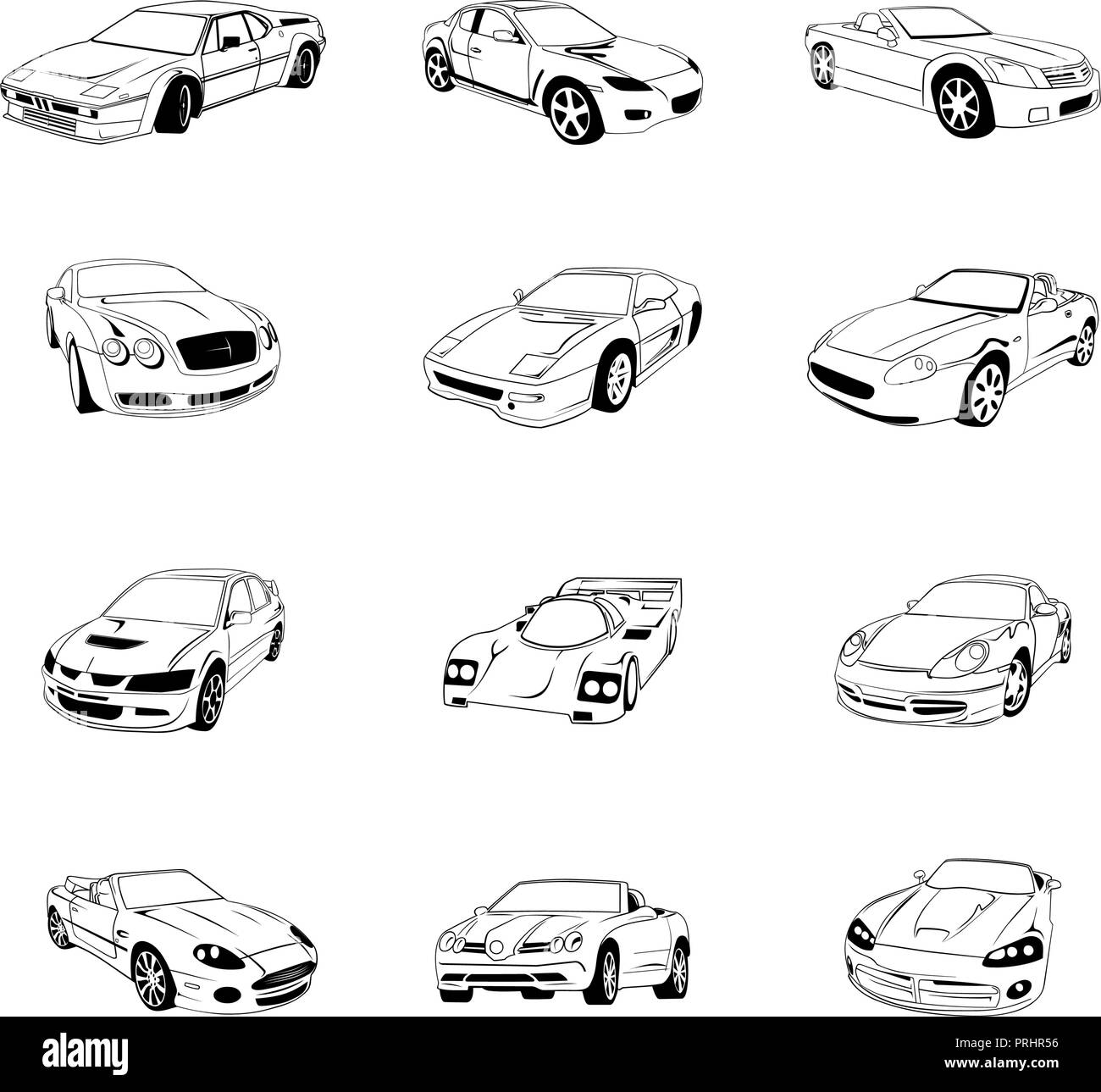 sport old fast cars clipart cartoon collection. Vector Illustration ...