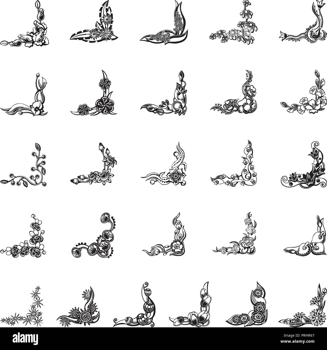 corner frame collection set. Floral elegant Design element vector