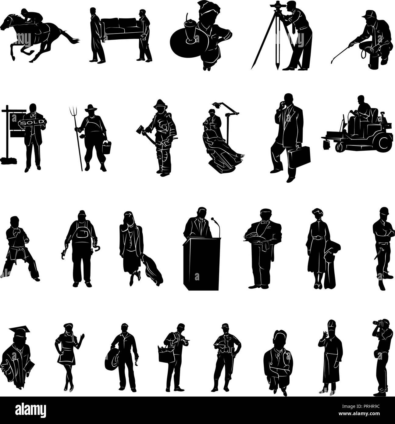 Profession of work silhouette. Vector Illustration.. Collection set Stock Vector