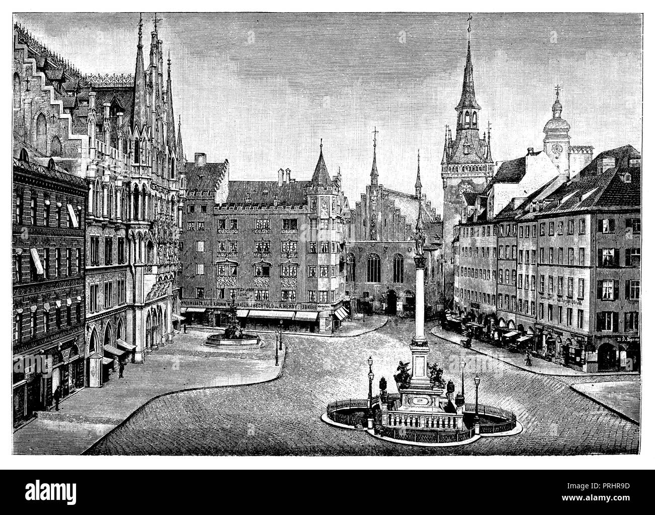 Munich: Marienplatz,   1887 Stock Photo