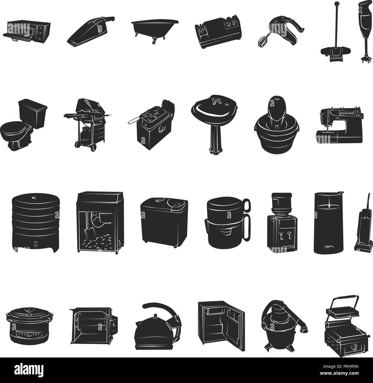 silhouettes of home appliances.. Vector Illustration.. Collection set Stock Vector