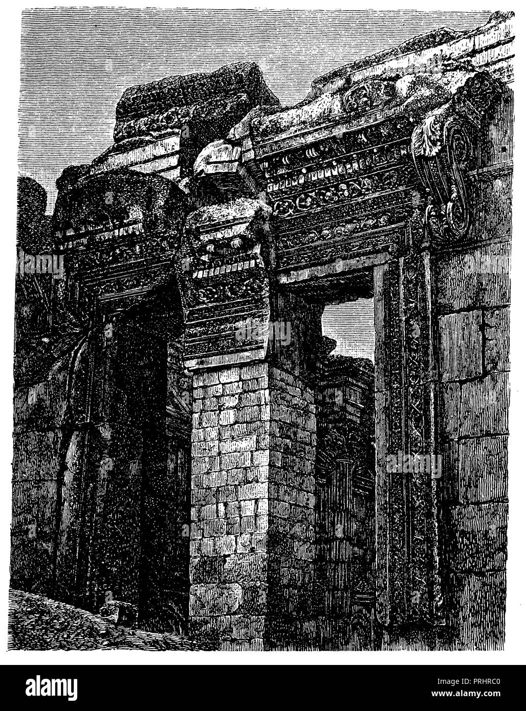 Portal of the new temple to Baalbek, Stock Photo
