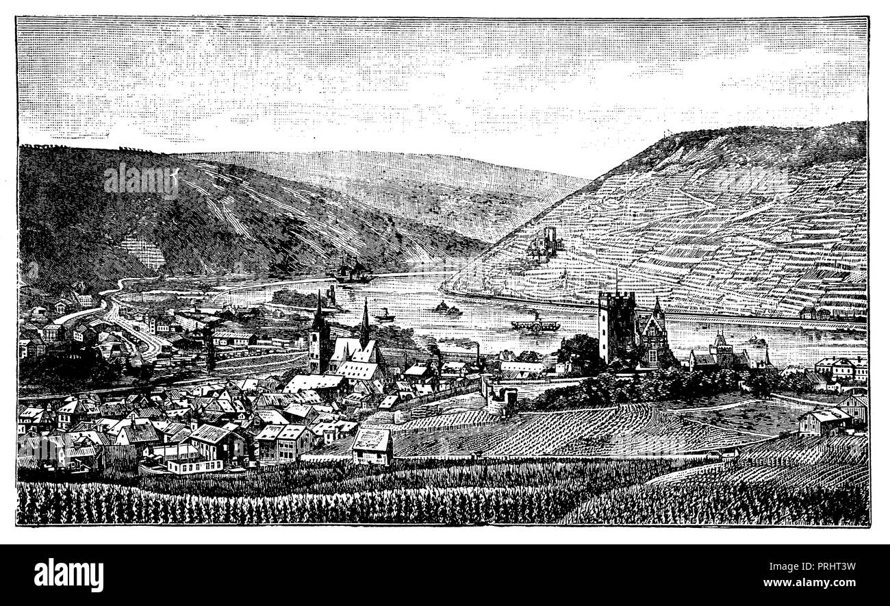 Rhine Valley near Bingen,   1919 Stock Photo