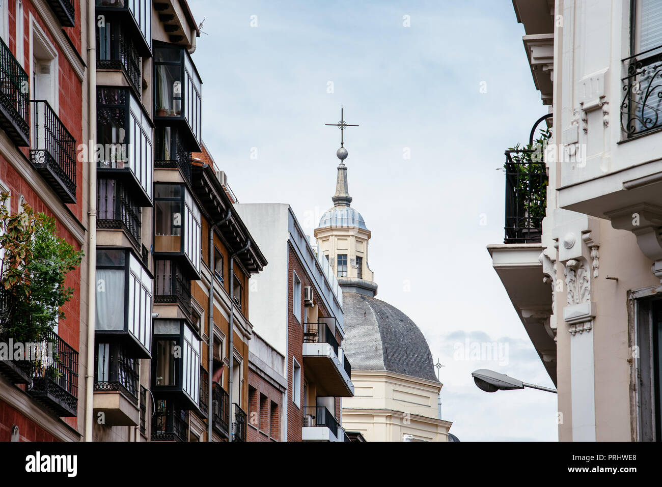 Scenic view of Lavapies neighborhood in Madrid. It was considered the most typical neighborhood of Madrid, now has been selected as the coolest neigbo Stock Photo