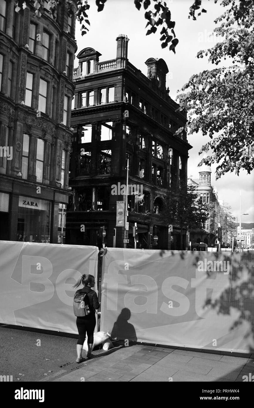 shop fire, commercial building fire, the Bank Buildings, Belfast Stock Photo