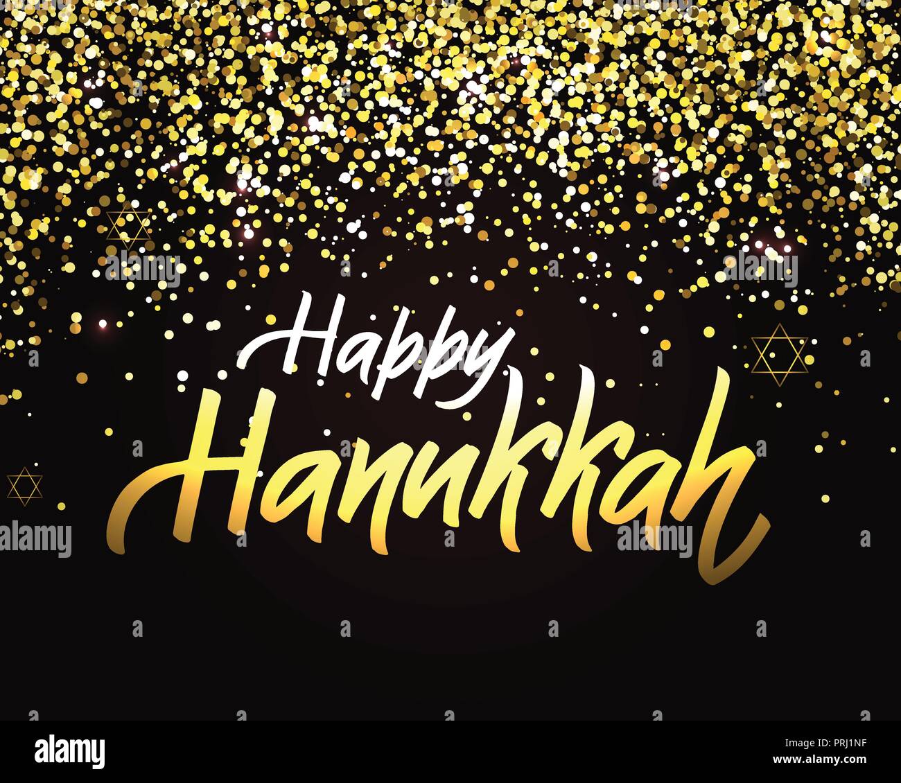 Happy Hanukkah lettering logotype, badge and icon typography.Golden ...