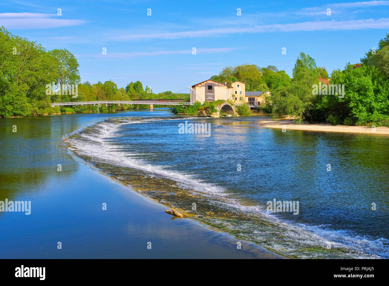 Dole old roman bridge and river Doubs, France Stock Photo