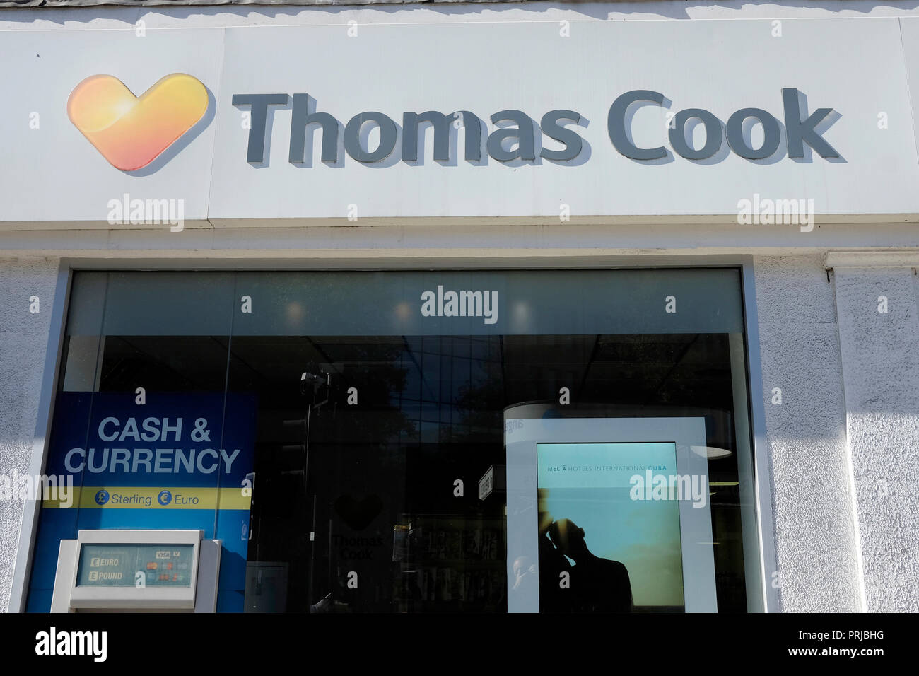 A closeup view of Thomas cook shop in Islington, north London, UK