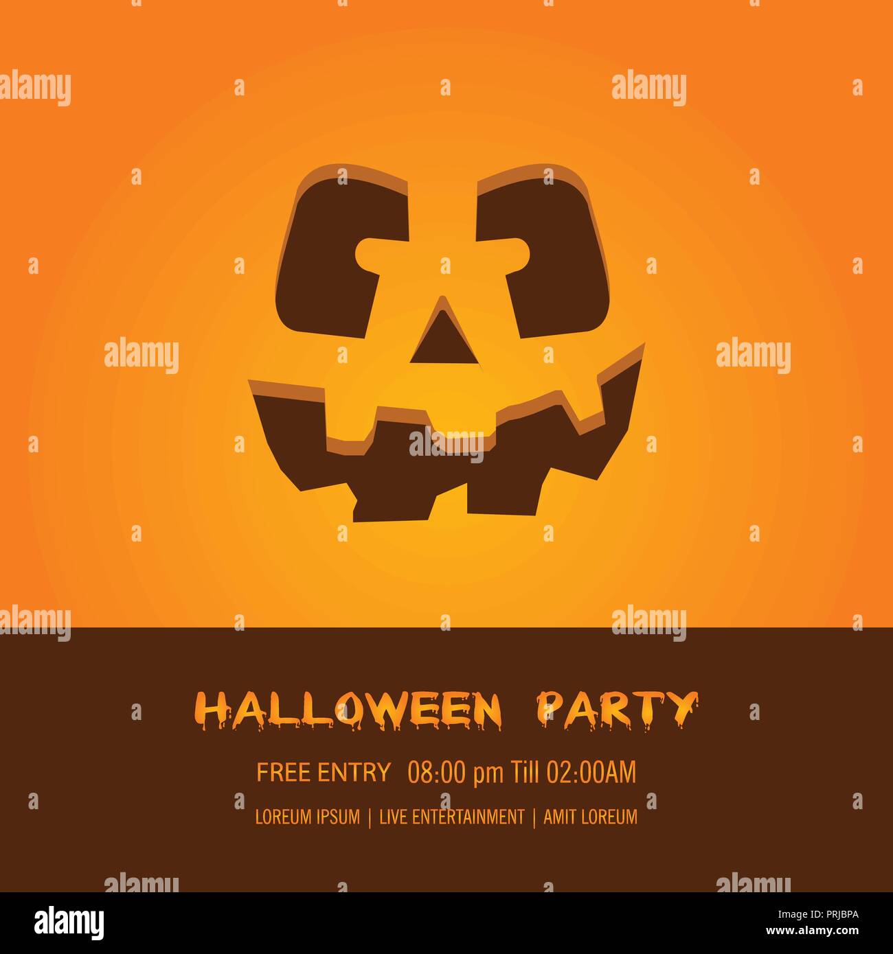 Halloween pumpkin with happy face background. Vector Illustration Stock ...