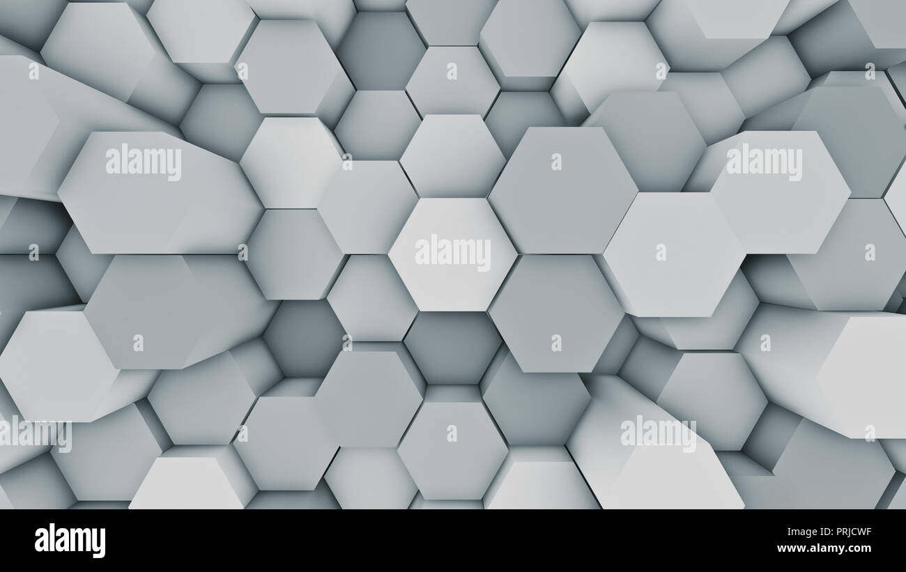 Abstract modern hex surface background. Blue hexagonal 3D illustration Stock Photo