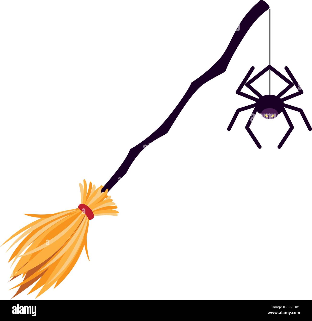 halloween witch broom with spider vector illustration design Stock ...