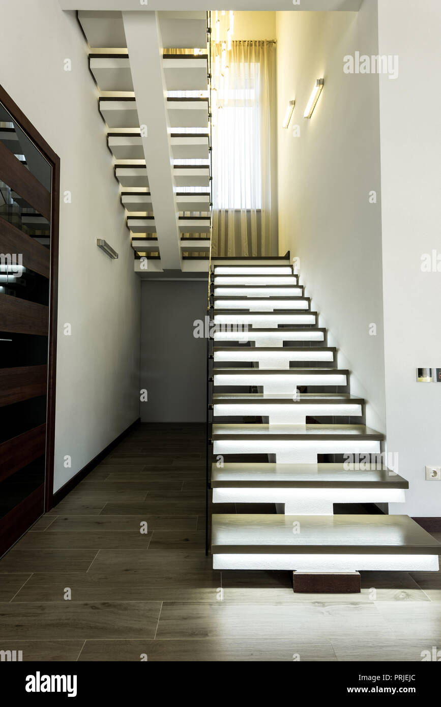 interior view of empty modern stairs and corridor Stock Photo