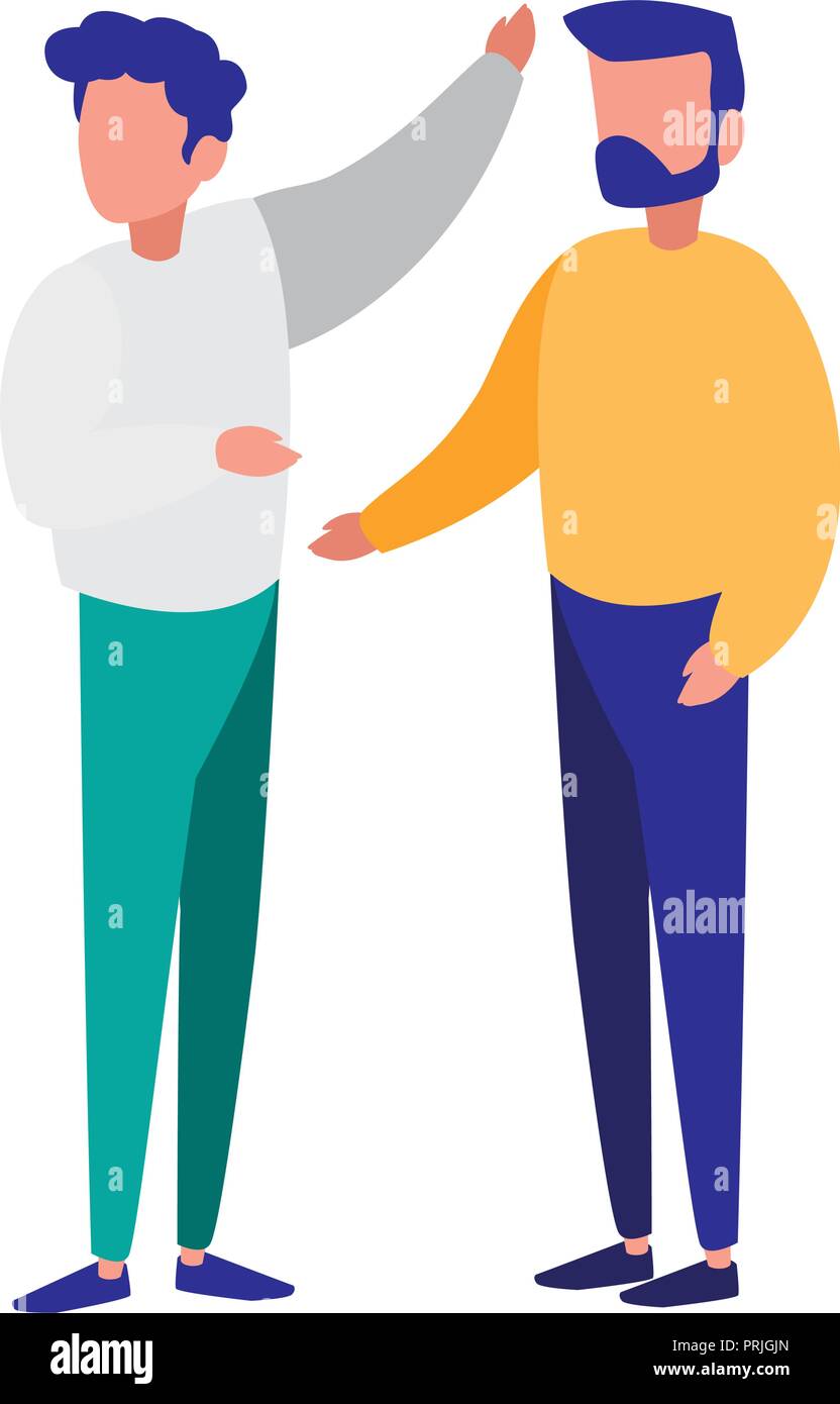 young men couple modeling characters vector illustration design Stock ...