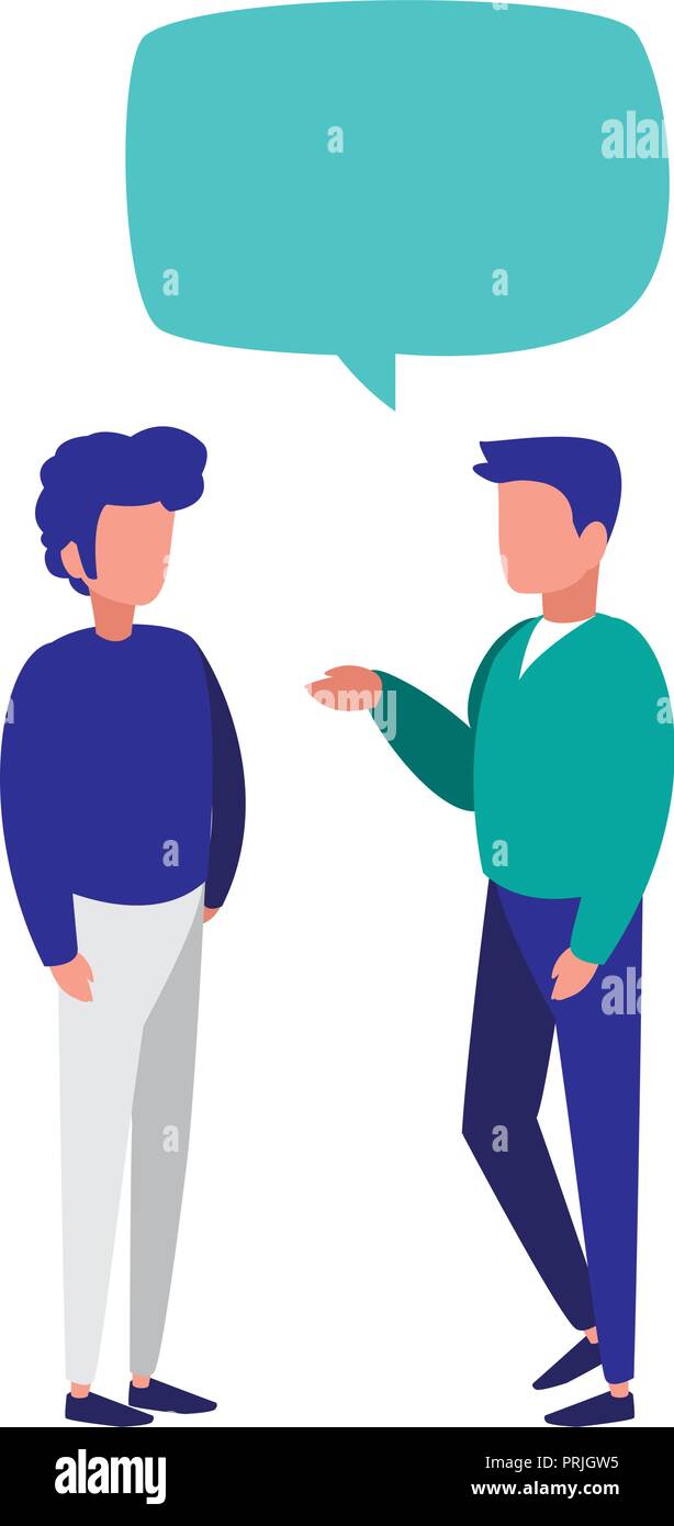 young men couple talking characters vector illustration design Stock ...