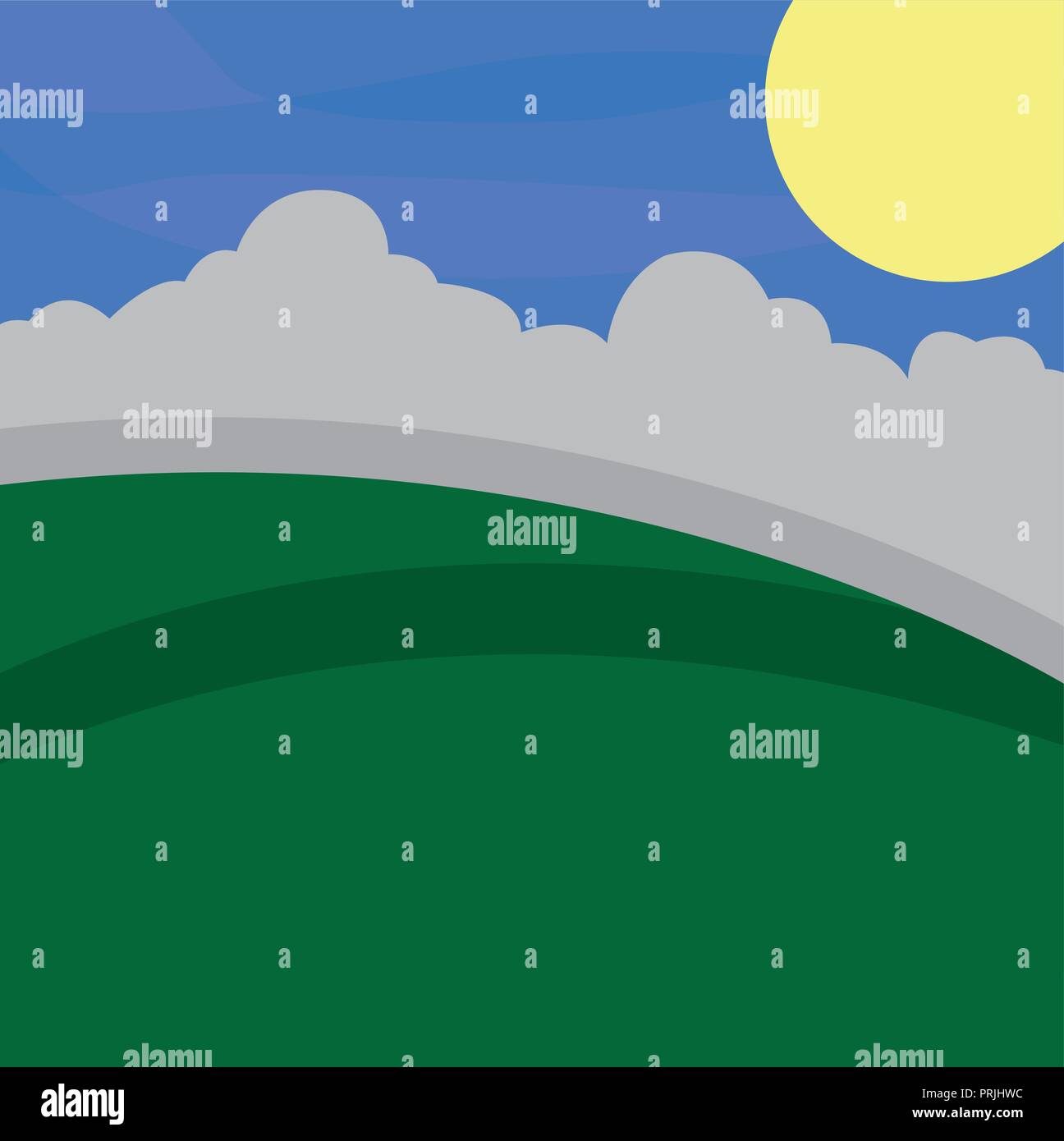landscape green meadow clouds sun Stock Vector Image & Art - Alamy