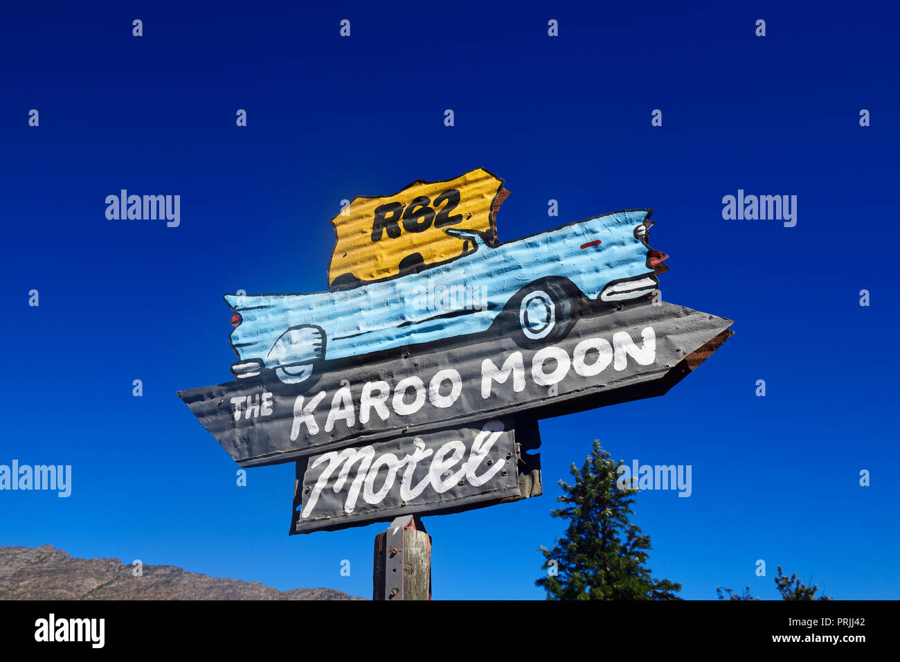 The Karoo Moon Hotel, sign, Route 62, Barrydale, South Africa Stock Photo