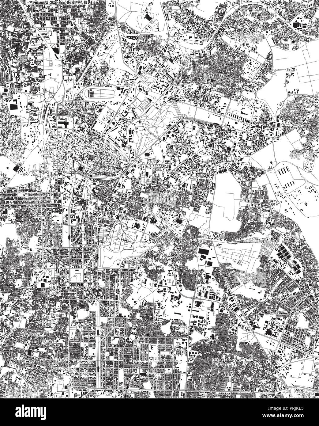 Satellite map of Bangalore, India, streets of the city. Street directory and map of the city center Stock Vector
